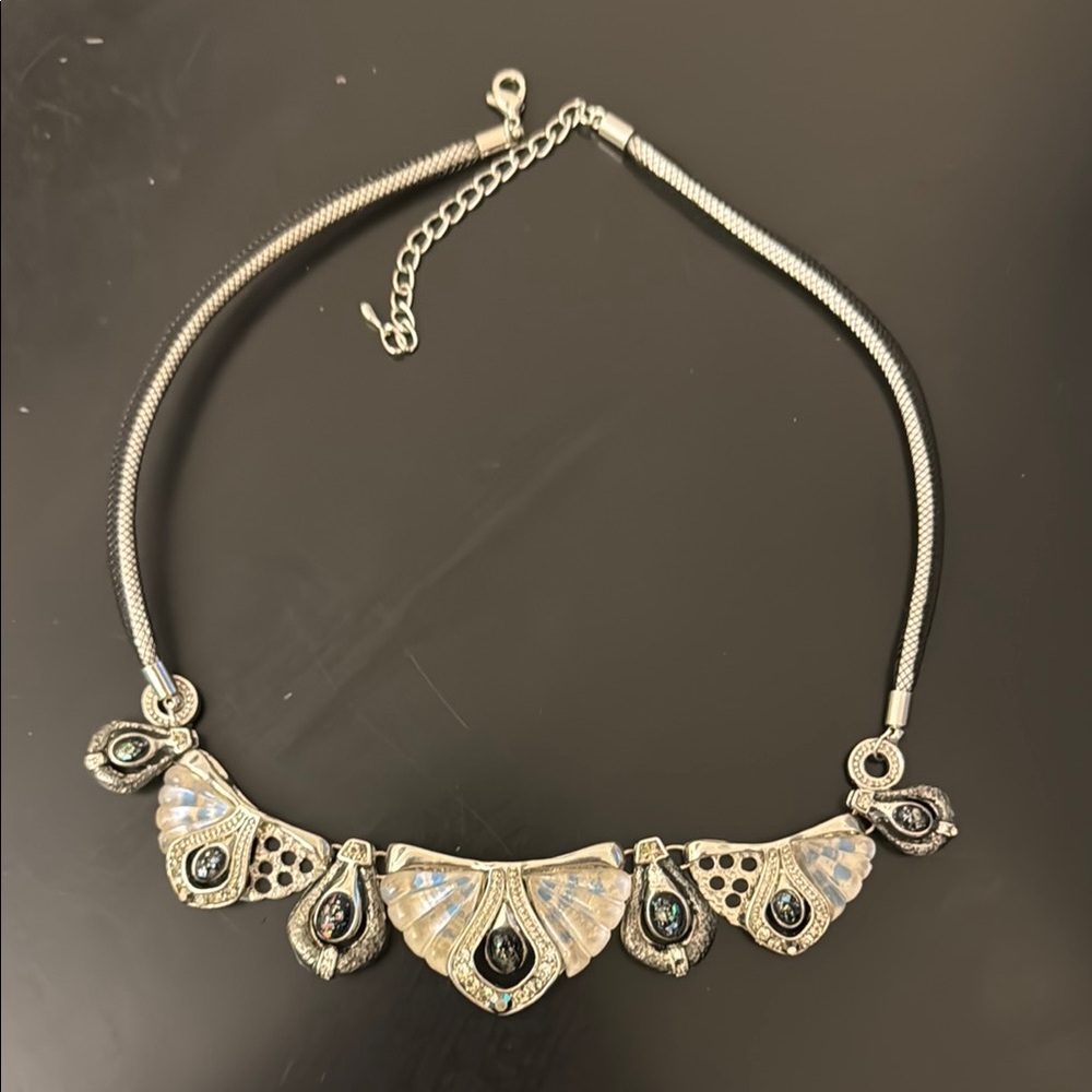 Elegant Silver Necklace with Black Accents